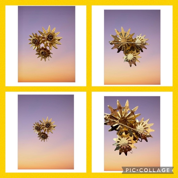 Lovely triple rosebud brooch. Vintage Brooks signed on back. m - Picture 1 of 6